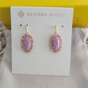 Kendra Scott Pink and Gold Dangle Earrings